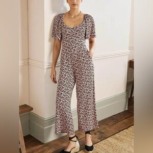 Boden flutter sleeve jersey jumpsuit in milkshake flora bloom